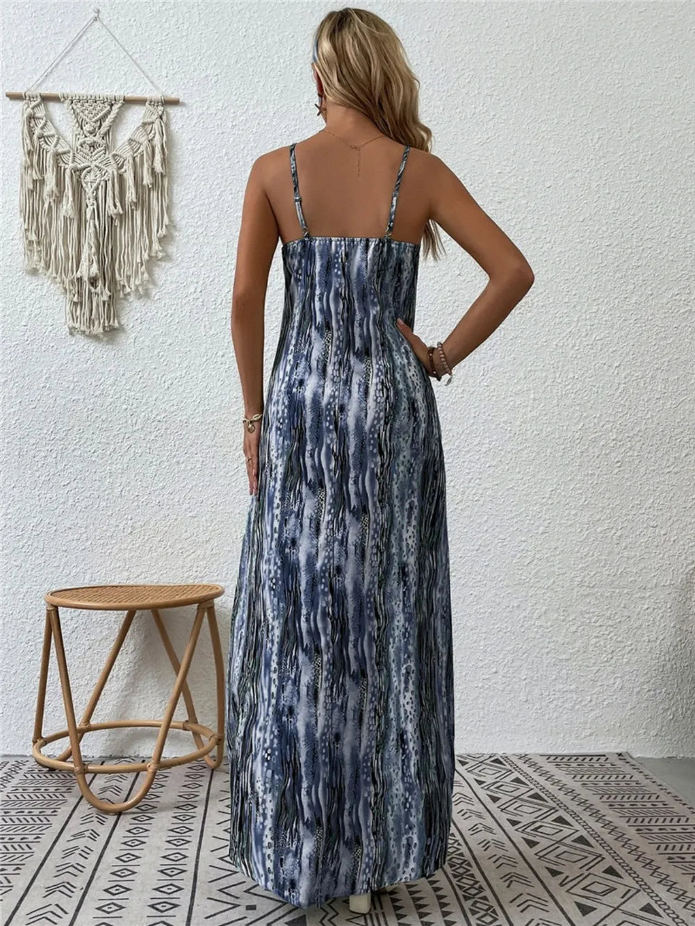 Robe Maxi Cami Imprimée Col Rond