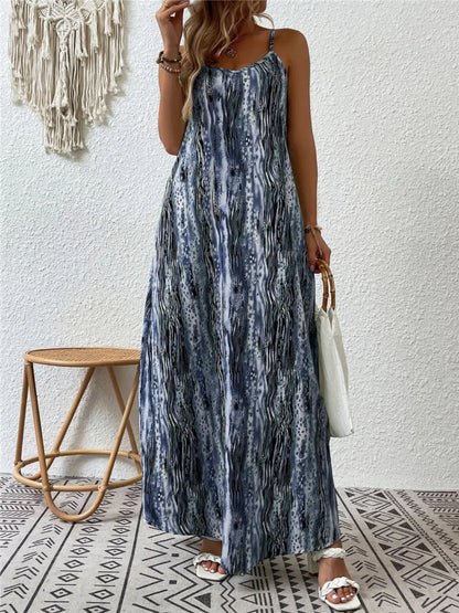 Robe Maxi Cami Imprimée Col Rond
