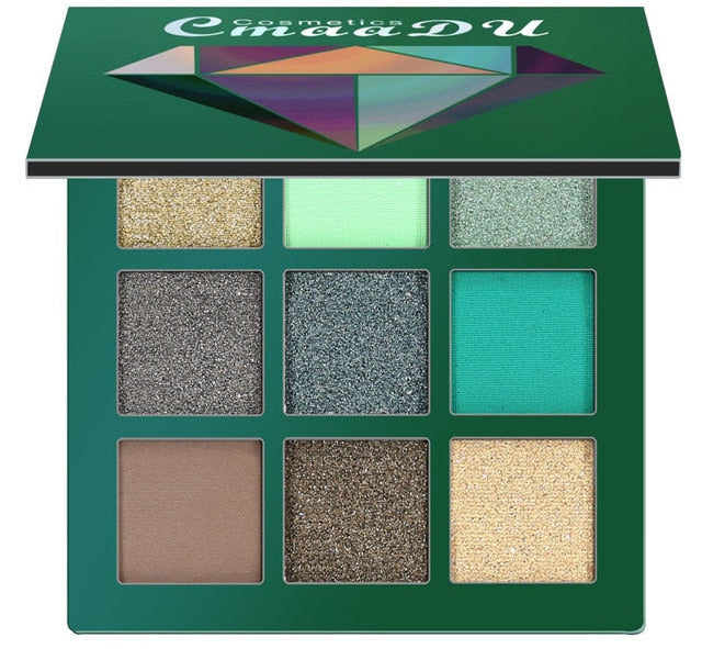 Palette Fards à Paupières 9 Couleurs CMAADU – Mat, Shimmer & Glitter | Kit Maquillage Yeux