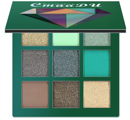Palette Fards à Paupières 9 Couleurs CMAADU – Mat, Shimmer & Glitter | Kit Maquillage Yeux