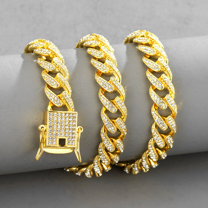 Chaîne Cubaine Iced Out — Collier & Bracelet Hip-Hop | Or & Argent