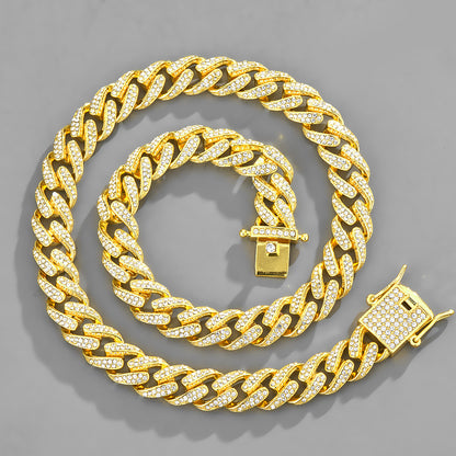Chaîne Cubaine Iced Out — Collier & Bracelet Hip-Hop | Or & Argent