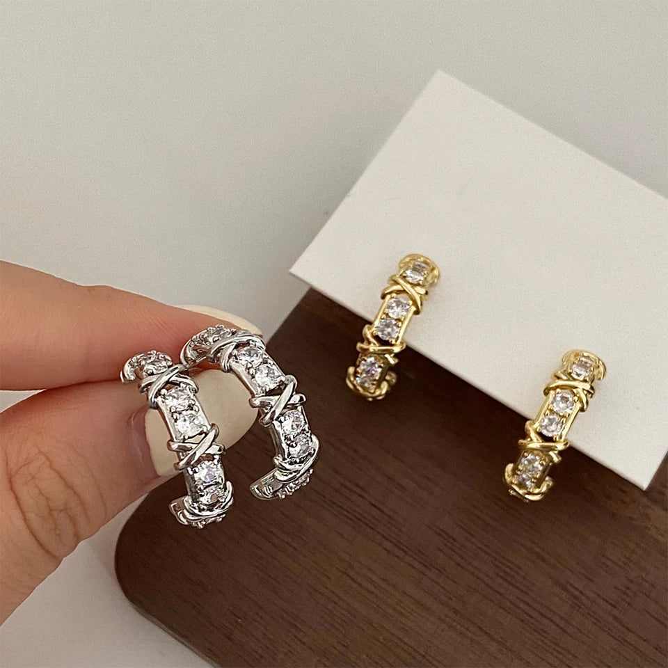 Boucles d'oreilles Créoles zircon – Mode Coréenne | DEBROUYART