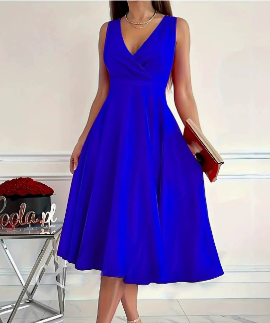 Robe Midi Sans Manches Bleu Royal