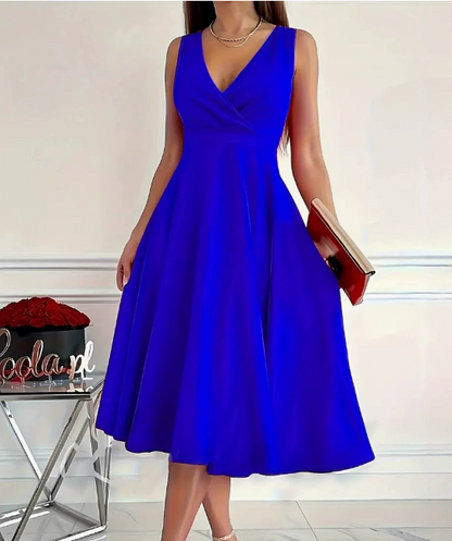 Robe Midi Sans Manches Bleu Royal