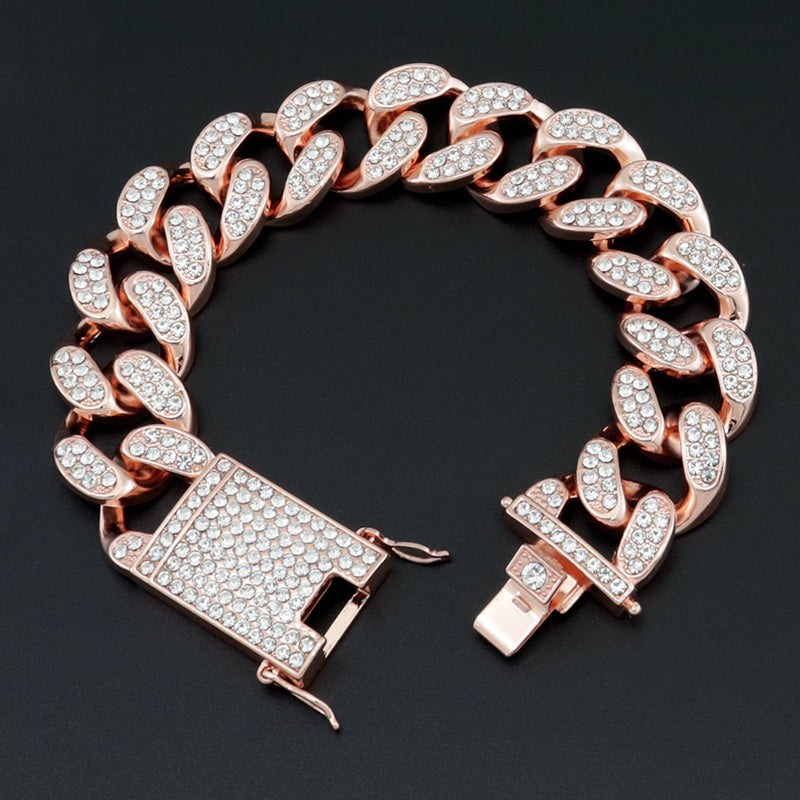 Bracelet Cubain  — Zircons & Plaqué Or