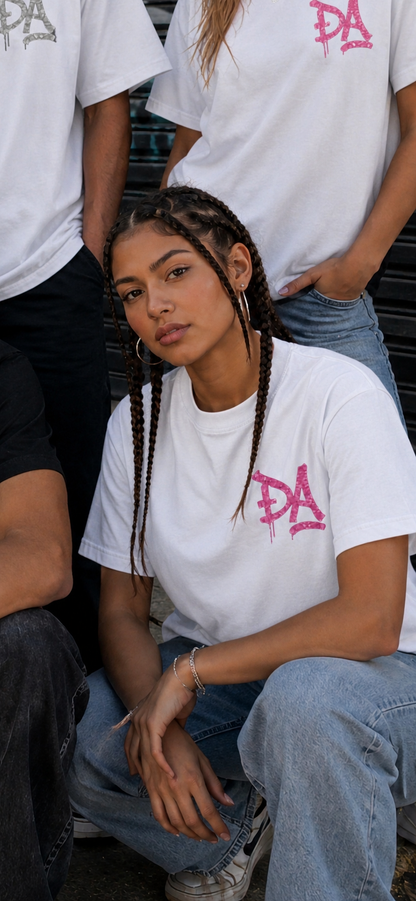 T-Shirt DA Pink Glitter White