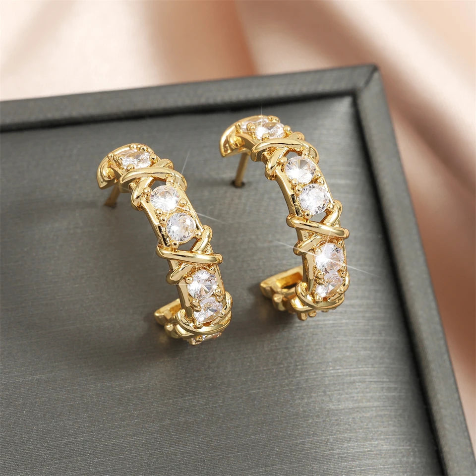 Boucles d'oreilles Créoles zircon – Mode Coréenne | DEBROUYART