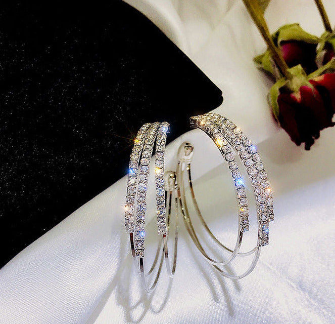 Créoles Strass | Tige Argent 925 | Boucles d'Oreilles Femme Tendance
