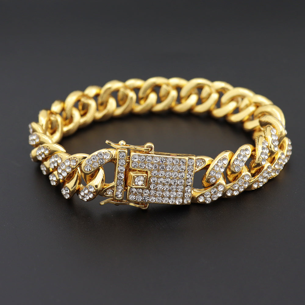 Bracelet Cubain  — Zircons & Plaqué Or