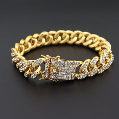 Bracelet Cubain  — Zircons & Plaqué Or