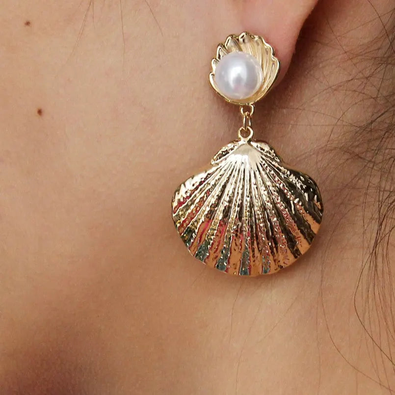 Boucles d'oreilles Perle & Coquillage – Style Boho Beach