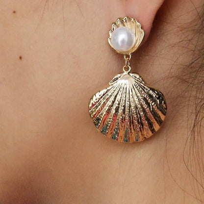 Boucles d'oreilles Perle & Coquillage – Style Boho Beach