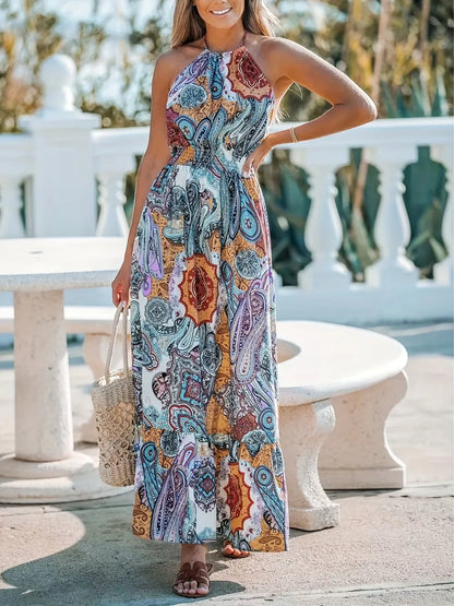 Robe Maxi Halter Imprimé Zébré