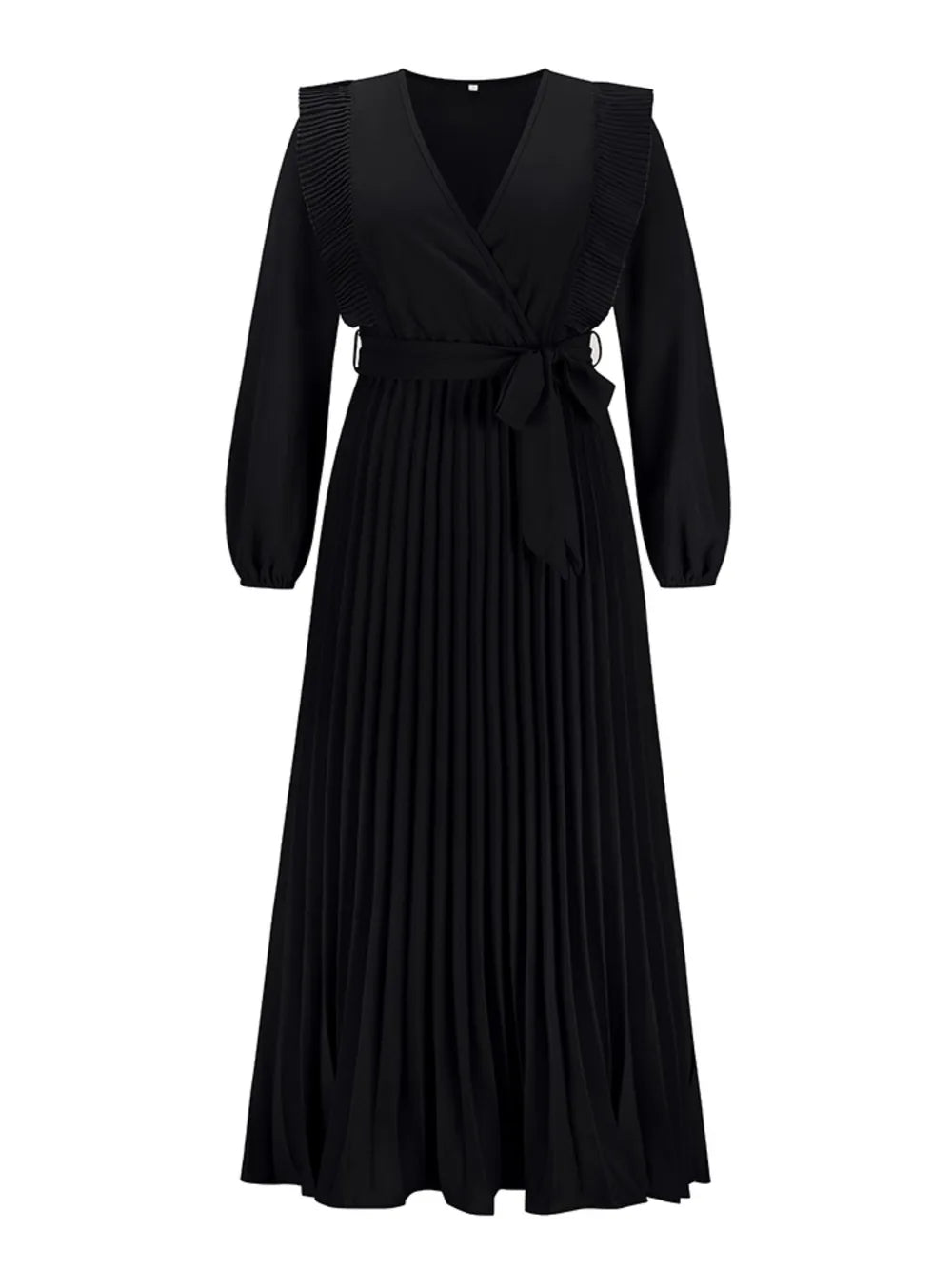 Robe Maxi Surplis Plissée — Ceinture Nouée À La Taille