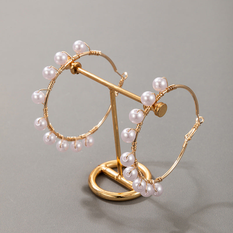 Boucles d’Oreilles Luxe Léger — Perles Incrustées Géométriques