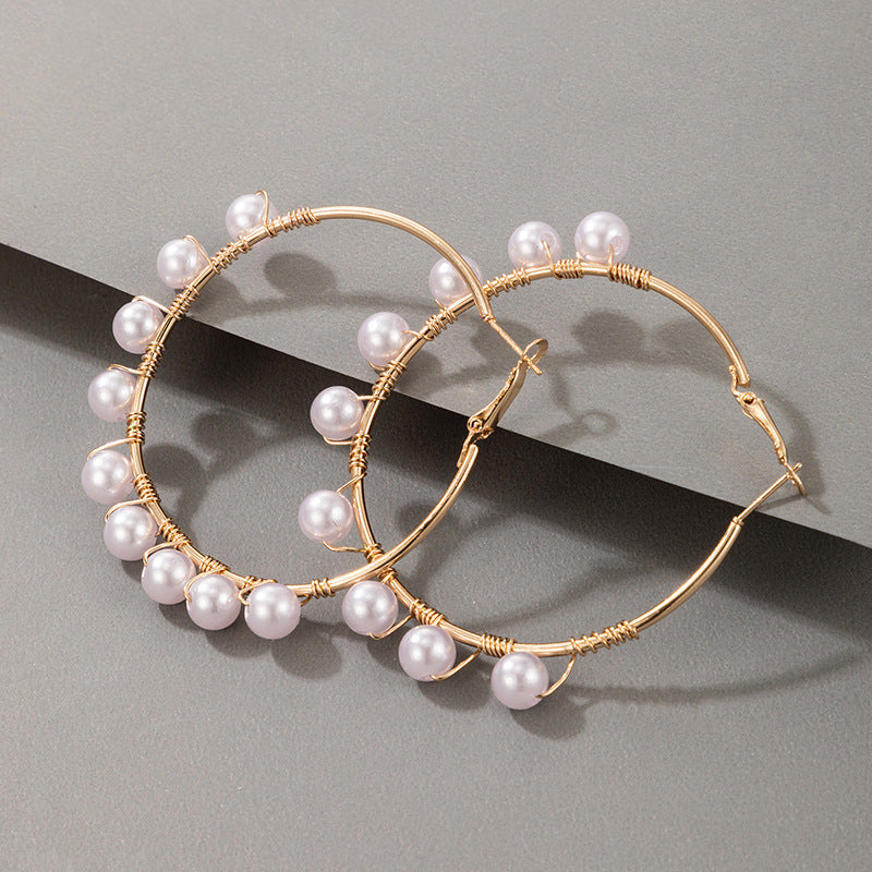 Boucles d’Oreilles Luxe Léger — Perles Incrustées Géométriques