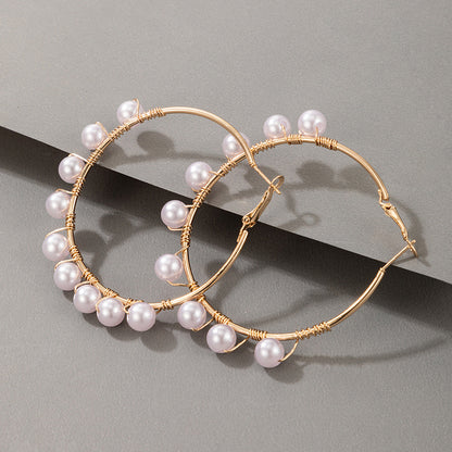 Boucles d’Oreilles Luxe Léger — Perles Incrustées Géométriques