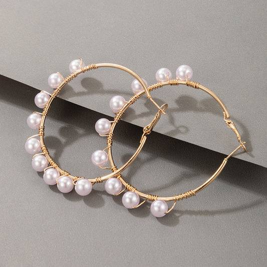 Boucles d’Oreilles Luxe Léger — Perles Incrustées Géométriques