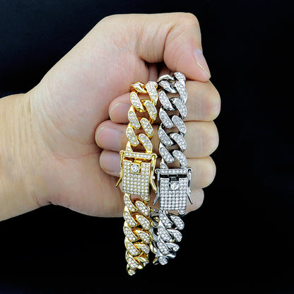 Bracelet Cubain  — Zircons & Plaqué Or