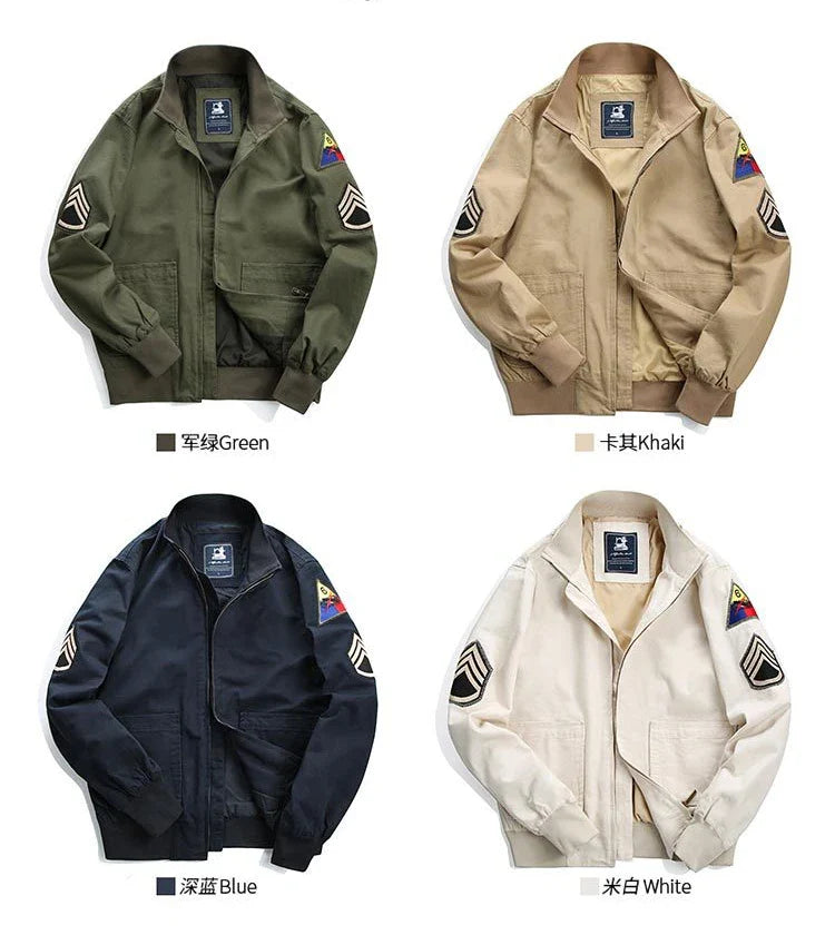 Fury Brad Pitt WW2 US Army Military Tanker Jackets Khaki Cotton Field Combat Outwear Uniforms Spring Autumn Lightweight Coats
