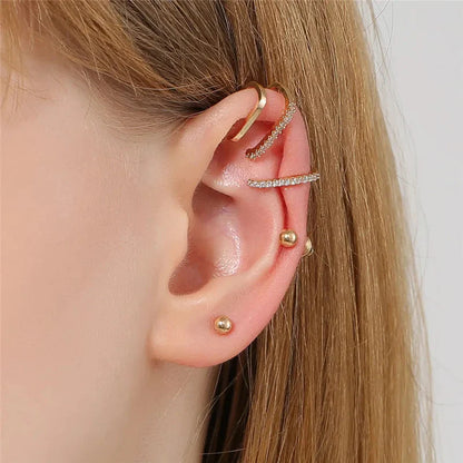 VAGZEB Bohemian NO Piercing Crystal Rhinestone Ear Cuff Wrap Stud Clip Earrings For Women Girl Trendy Earrings Jewelry Bijoux