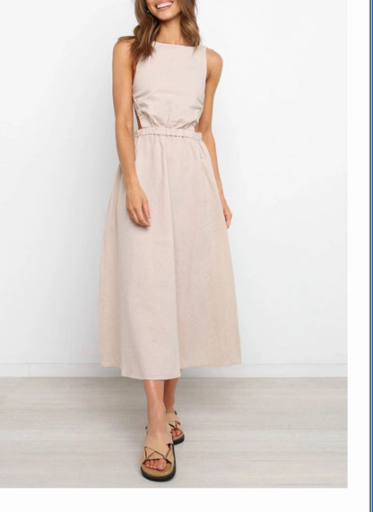 Robe Maxi — Sans Manches, Dos Nu, Taille Élastique