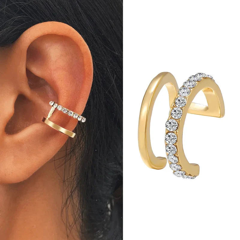 VAGZEB Bohemian NO Piercing Crystal Rhinestone Ear Cuff Wrap Stud Clip Earrings For Women Girl Trendy Earrings Jewelry Bijoux