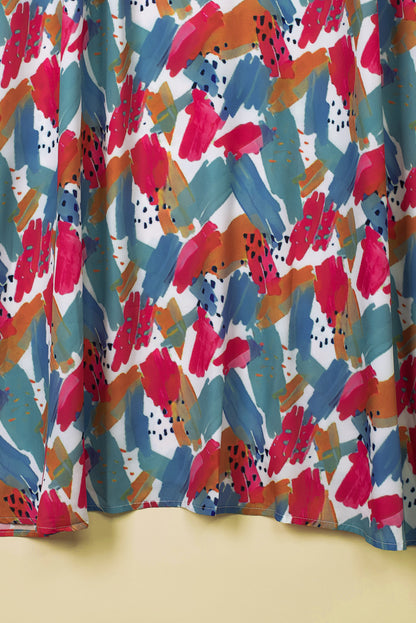 Robe Maxi à Bretelles Spaghetti Imprimé Abstrait Multicolore