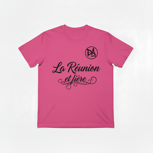 La Réunion et Fière - Rose écriture noire