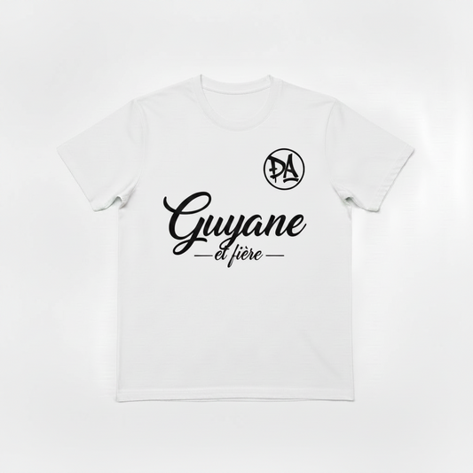 T-shirt Guyane et fière Blanc écriture noire