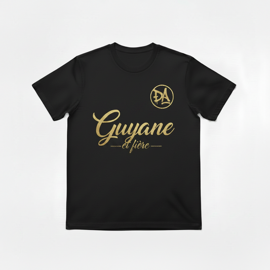 T-shirt Guyane et fière Rose sans col noir