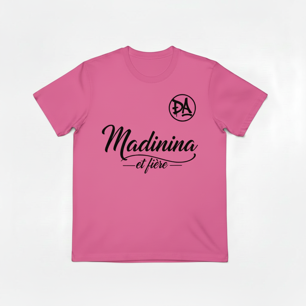 T-Shirt Madinina Rose écriture noire