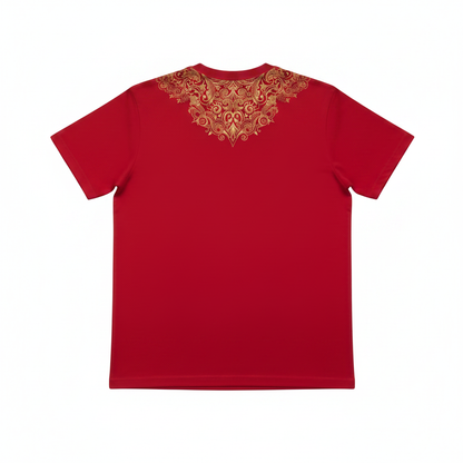 T-shirt rouge verso fond blanc
